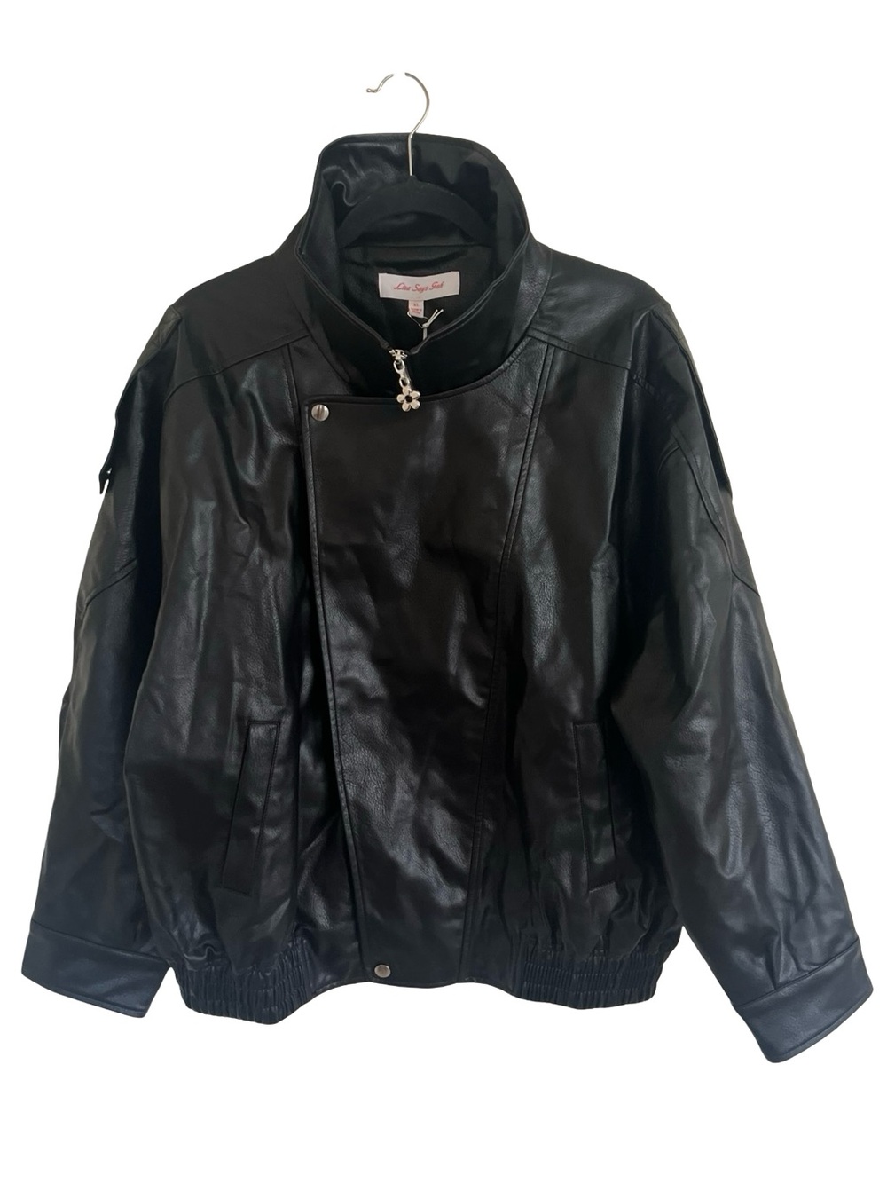 Lisa Says Gah Black Frankie Faux Leather Zip Up Jacket NWT XL
